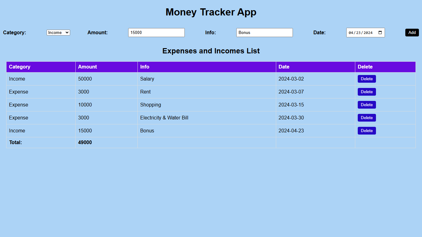 Money Tracker App